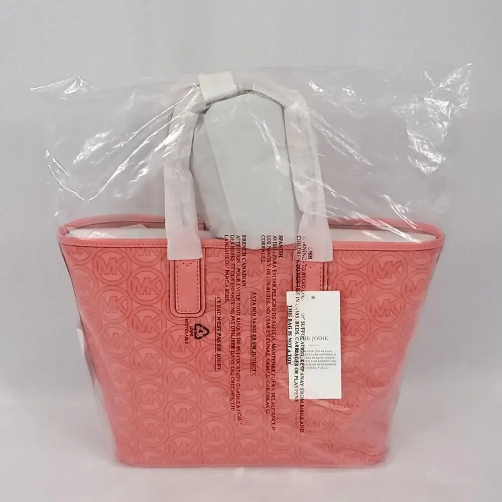 Michael Kors Small Tote Bag The Jodie Jacquard Pink Grapefruit